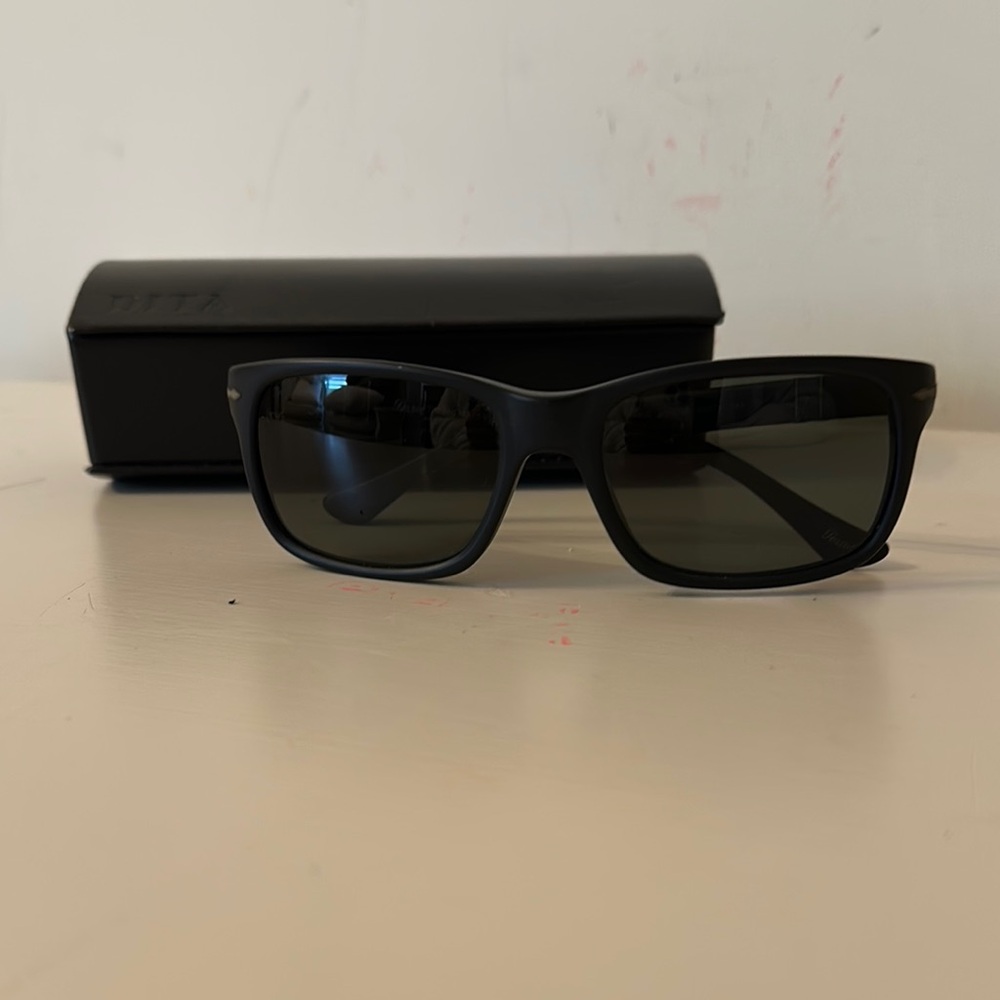 Persol Black Sunglasses Modern Rectangular Design